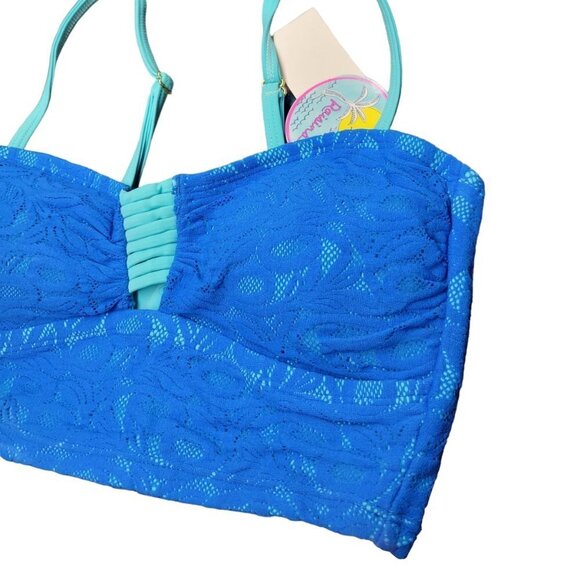 Raisins Long Line Bikini Top Size Small Blue NWT - Picture 3 of 6